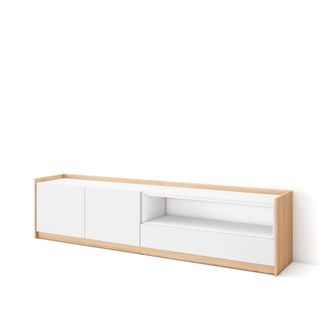 Skraut Home Skraut Home - Mueble Tv, Televisi&oacute;n, 207x37x50cm, Para Tv Hasta 80, Blanco Y Roble Soft