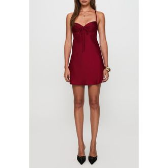 Princess Polly Glendon Satin Minidress in Burgundy at Nordstrom, Size 0