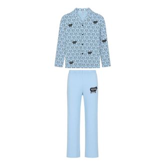 Moschino Underwear Lange Pyjama Set - Dames - Pyjama - Blauw - S - Katoen - Nachtkleding