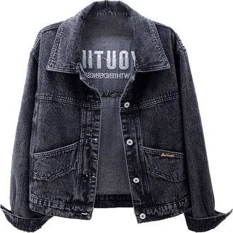Generic Womens Denim Jackets For Uk Black Denim Jacket Size 22 Summer Cardigans Long Denimjacket Summer Clothes Denimshirt Size 22 Ladies Cardigan With Pocket