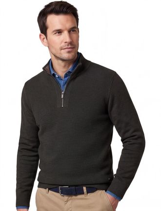 Scotland Blue Half Zip trui donkergroen rits effen