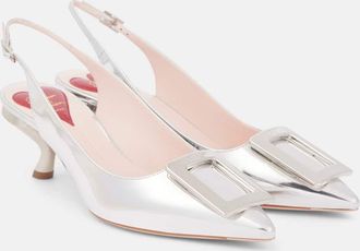 Roger Vivier Virgule 55 metallic leather slingback pumps