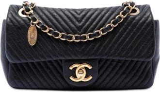 Chanel Pre-owned Vintage Quilted Flap Shoulder Bag - Dames - Vintage Schoudertas - Zwart - ONE Size - Leer - Vintage