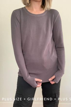Mod-o-doc Long Sleeve Waffle Shirt In Silver Smoke