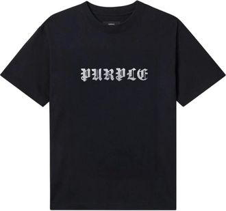 Purple T-Shirts, male, Black, Size: XL Logo Print Crew Neck T-shirt
