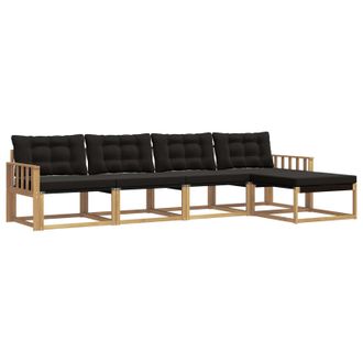 vidaXL Conjunto De Sof&aacute;s De Exterior Con Coj&iacute;n 5 Pcs Blanco Y Negro Vidaxl