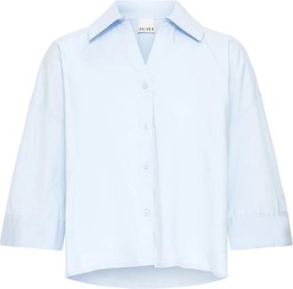 Ichi Ihxsmilla LS - Dames - Overhemden - Blauw - XL - Katoen - Overhemden