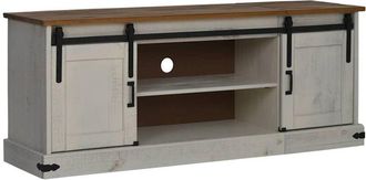 vidaXL Vidaxl - tv Cabinet halden 2 Sliding Doors White 150x40x60 cm Solid Wood