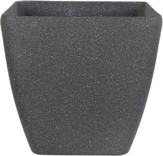 Beliani Maceta De Mezcla De Piedra Gris Oscuro 49 X 49 Cm Poliresina Zeli