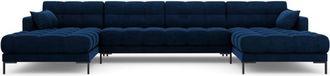 BLOOMINGLOFT Design Panorama Ecksofa Mamaia Samt Königsblau