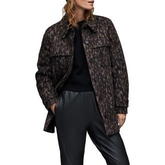 AllSaints Jessa Leppo Abstract Leopard Print Jacket in Brown at Nordstrom Rack, Size 10