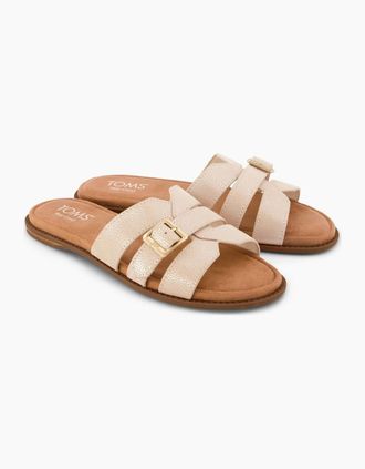 Toms Womens TOMS Sol Mule Leather Womens Champagne Sandals - Gold - Size: 7