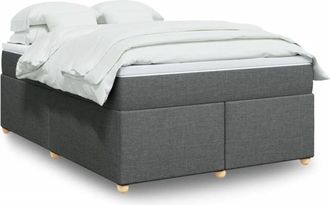 vidaXL Cama Box Spring Con Colch&oacute;n Tela Gris Oscuro 160x200 Cm Vidaxl