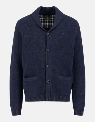 Fynch-Hatton Mens Buttoned Shawl Collar Cardigan Navy - Size: 44