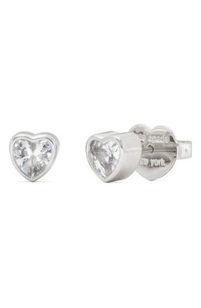 Kate Spade New York sweetheart mini cubic zirconia stud earrings in Clear/silver. at Nordstrom