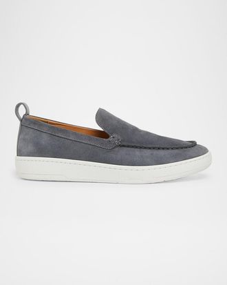 Lanvin Mens Suede Rubber-Sole Loafers