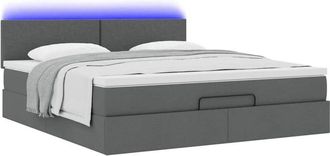 vidaXL Vidaxl - Estructura Cama Otomana Colch&oacute;n Tela Gris Oscuro 160x200 Cm