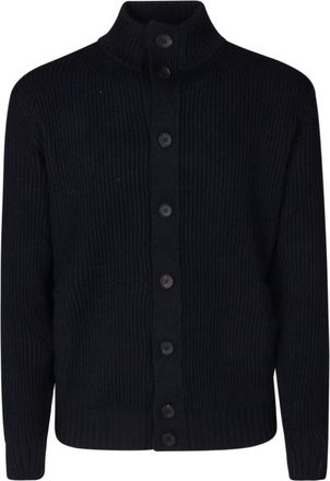 FILIPPO DE LAURENTIIS Stijlvolle Button Cardigan - Heren - Vesten - Blauw - XL - Leer - Truien & Vesten