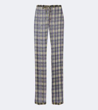 Dries Van Noten Semi-sheer checked chiffon wide-leg pants