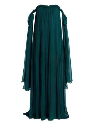 LEO LIN Camila off-shoulder maxi-jurk - Groen