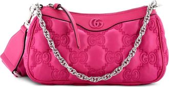 Gucci Zip Shoulder Bag GG Embossed Matelasse Nylon with Leather Mini crossbody bag - Roze