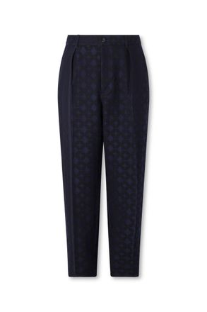 Blue Blue Japan Straight-Leg Pleated Cotton and Wool-Blend Jacquard Suit Trousers
