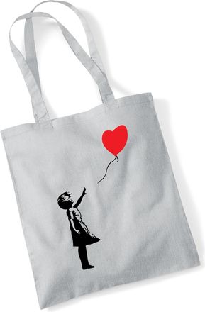 Bang Tidy Clothing Tote Bags For Women Banksy Balloon Girl Printed Cotton Shopper Bag Gifts LGREY