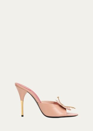 Valentino Garavani 105mm Flutterby Embellished Leather Slide Sandals