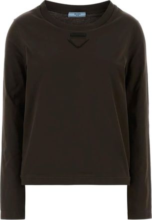 Prada Maglione con applicazione logo - Marrone