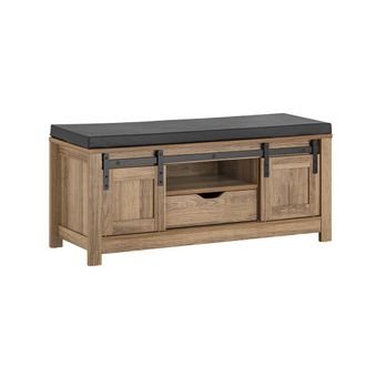 SoBuy Banco zapatero con puerta corrediza de granero madera marr&oacute;n