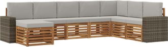 vidaXL Conjunto De Sof&aacute;s De Exterior 8 Uds. Natural Y Gris Claro Vidaxl