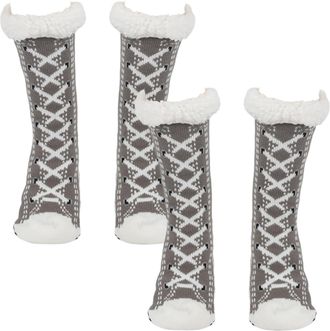 Generic 2 Pairs Ultra-Thick Cashmere Slipper Home Socks for Women, Non Slip Fleece Lined Indoor Winter Warm Socks (Gray, One Size, Adult, Women, 4, Numeric Ra