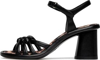 Loriblu Sandalen met geknoopte bandjes - Dames - Sandalen met hakken - Zwart - 37 EU - Leer - Schoenen