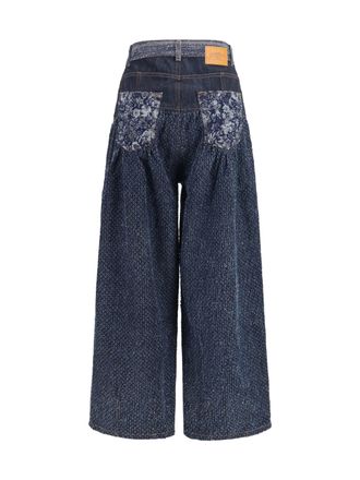 Ganni Embroidered Corset Balloon Jeans - Blue