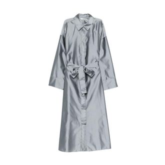 Max Mara Shirt Dresses, female, Blue, Size: L Anna Tie-Waist Shirt Dress