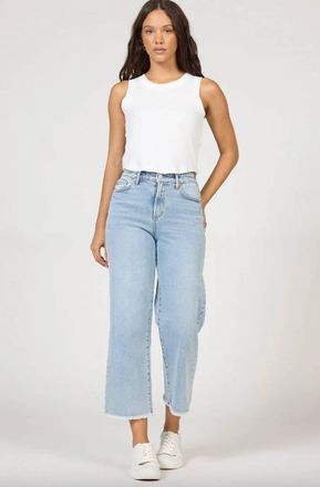 Dear John Denim Holly Raw Hem Straight Leg Cropped Jeans In Sunset Blues