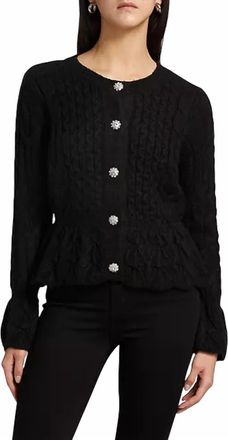 Design History Cable-Knit Crewneck Cardigan In Black