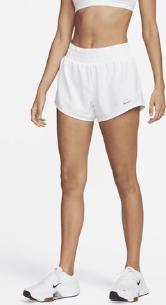 Nike Womens One Dri-FIT Mid-Rise 3 Brief-Lined Shorts in White | DX6010-100
