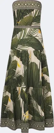 Johanna Ortiz Printed strapless cotton poplin maxi dress
