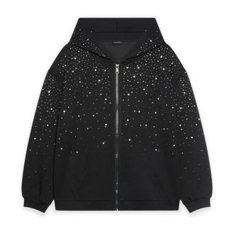 Fiorella Rubino Hoodies - Dames - Vesten met rits - Zwart - M - Katoen - Hoodies & sweatvesten