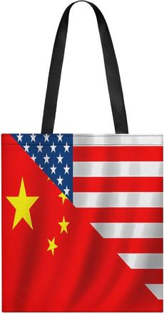 Generic U.S. China Flag Womens Tote Casual Shopping Bag Lightweight Shoulder Bags Hobos Handbag for Work Travel Daily 35x40cm