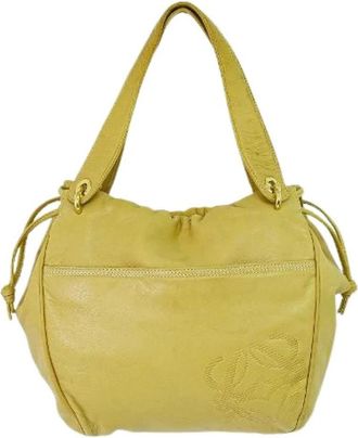 Loewe Pre-owned Anagram tote - Dames - Vintage Tas - Beige - ONE Size - Leer - Vintage