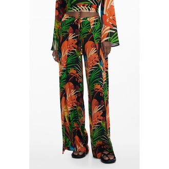 Desigual Wide Leg Cover-Up Pants in Black at Nordstrom, Size X-Large
