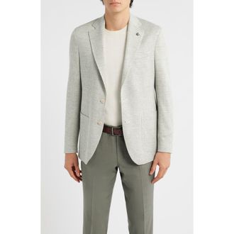 Jack Victor Hampton Cream & Green Houndstooth Knit Linen & Cotton Sport Coat in Sage at Nordstrom, Size 38Regular