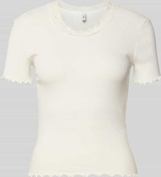 Only Slim Fit T-Shirt aus Baumwoll-Mix Modell VINI in Offwhite, Gr&ouml;&szlig;e XS