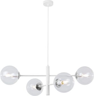 OEM L&aacute;mpara Colgante Vicenza Blanca Cromada 4 L&aacute;mparas Planas Transparentes E14