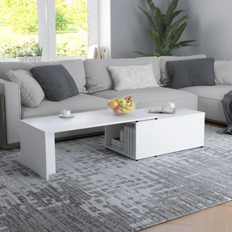 vidaXL Mesa De Centro Madera Contrachapada Blanco 150x50x35 Cm Vidaxl