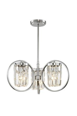 Netlighting Talin 3 Light SemiFlush Chrome Ceiling Fitting in Grey