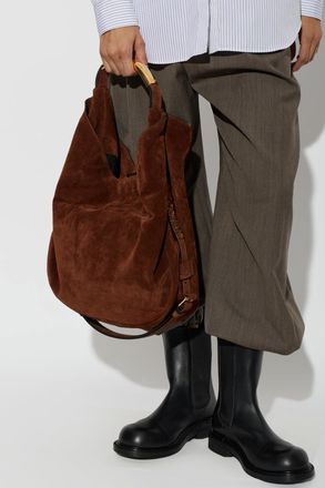 Moschino Suede Bag Handle Me, Womens, Brown