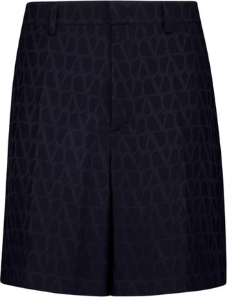 Valentino Garavani Silk Toile Iconographe Bermuda Shorts - Heren - Korte Broeken - Blauw - L - Korte Broeken